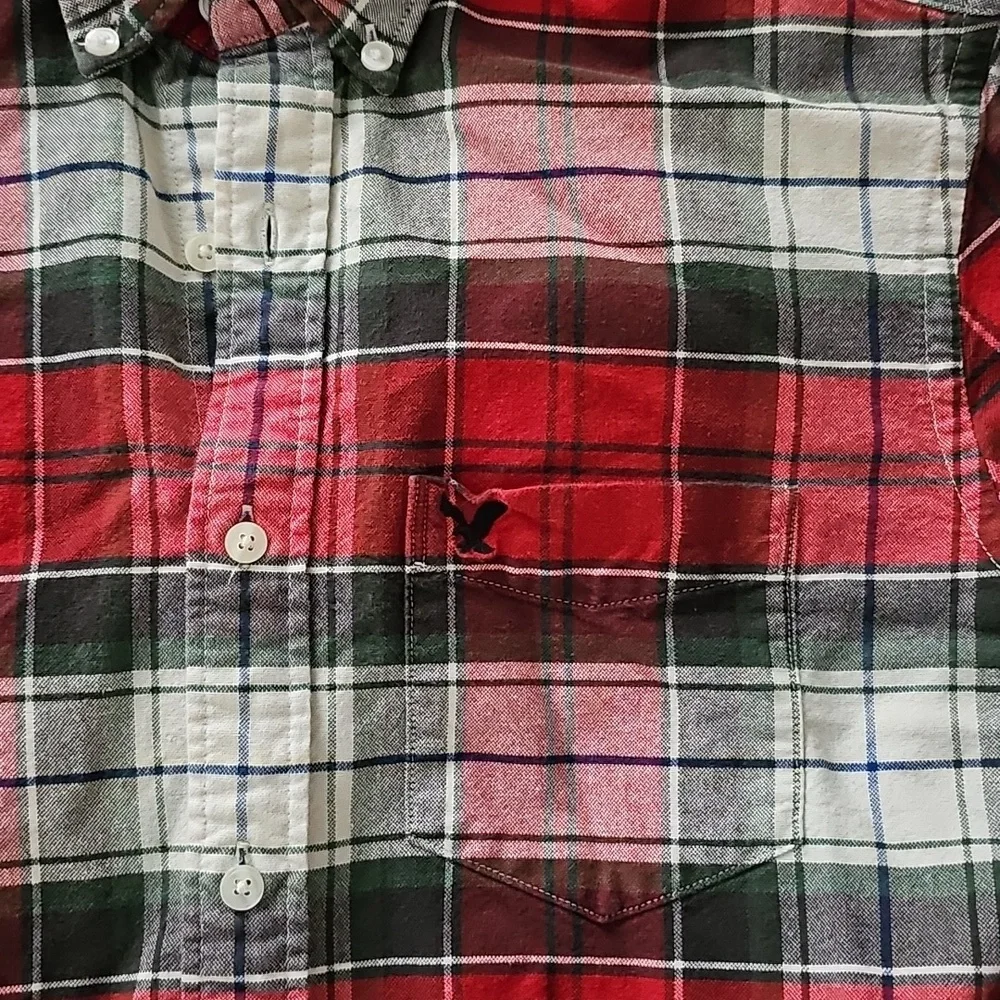 American Eagle (2) Flannel Shirts Mens Size Small EUC Long Sleeve Classic Fit - Picture 5 of 6